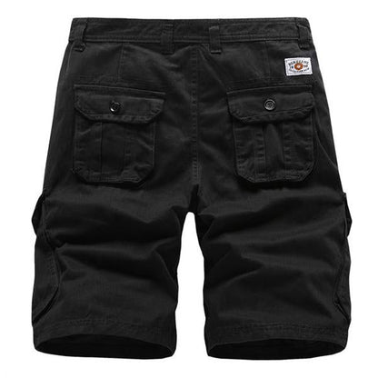 Men's Summer Solid Color Multi-pocket Cotton Cargo Shorts 51006066M