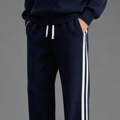 Men's Retro Casual Color Block Striped Knit Straight Leg Pants MTA0639K3TO