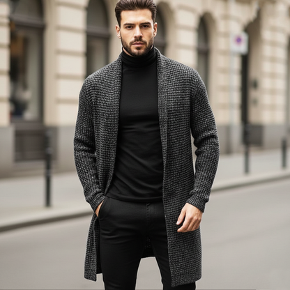 Men's Business Mid-Length Unbuttoned Textured Knit Cardigan MTA0715K2U