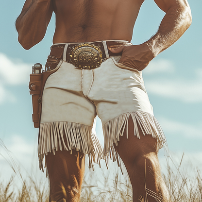 Men's Summer Western Denim Style Fringe Shorts MTA2250D8U