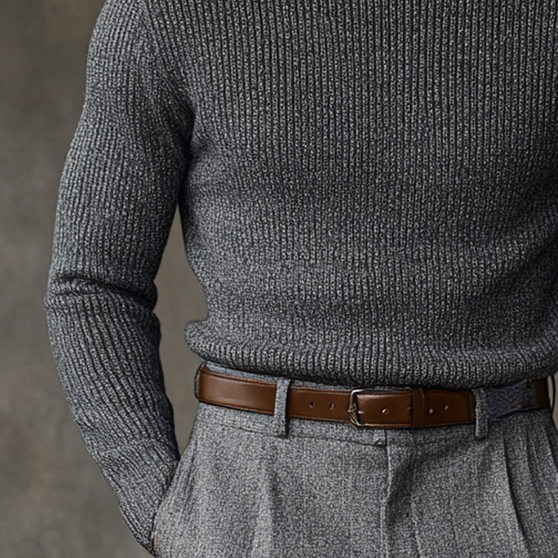Men's Solid Color Turtleneck Knitted Long-sleeved Sweater MTA0752K7X