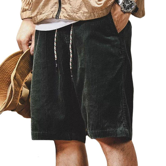 Men's Solid Color Loose Straight Corduroy Casual Shorts 32674281Z