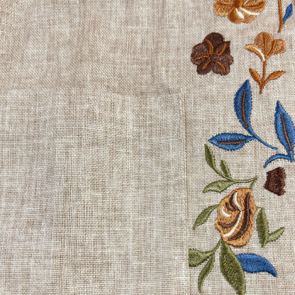 【24-hour shipping out】Men's Casual Linen Embroidered Stand Collar Single Breasted Slim Fit Jacket 48687422M