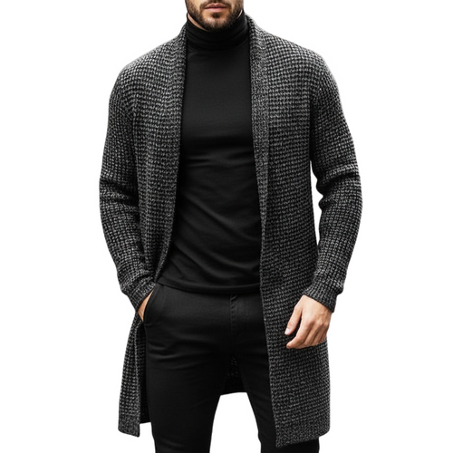 Men's Business Mid-Length Unbuttoned Textured Knit Cardigan MTA0715K2U