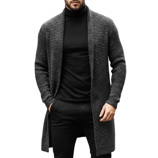 Men's Business Mid-Length Unbuttoned Textured Knit Cardigan MTA0715K2U