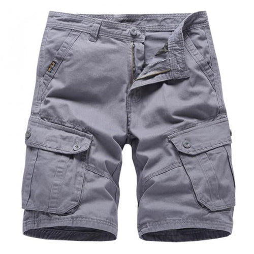 Men's Summer Solid Color Multi-pocket Cotton Cargo Shorts 51006066M