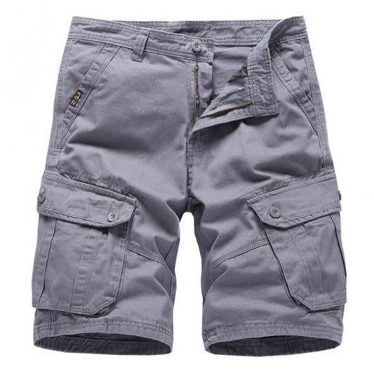 Men's Summer Solid Color Multi-pocket Cotton Cargo Shorts 51006066M