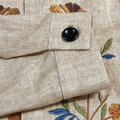 【24-hour shipping out】Men's Casual Linen Embroidered Stand Collar Single Breasted Slim Fit Jacket 48687422M