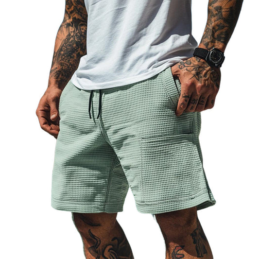 Men's Solid Waffle Elastic Casual Shorts MTA2608E7X