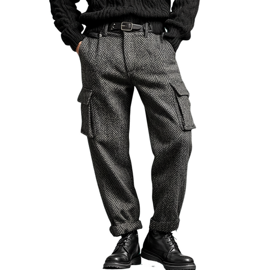 Men's Classic Casual Faux Herringbone Wool Cargo Pants MTA0842K3K