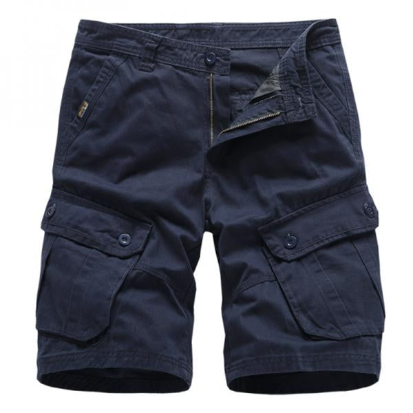 Men's Summer Solid Color Multi-pocket Cotton Cargo Shorts 51006066M