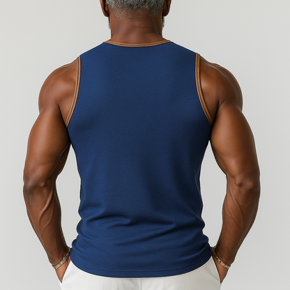 【24-hour shipping out】Men's Summer Fashion Sports Fabric V-Neck Zipper Tank Top MTA2382D0P