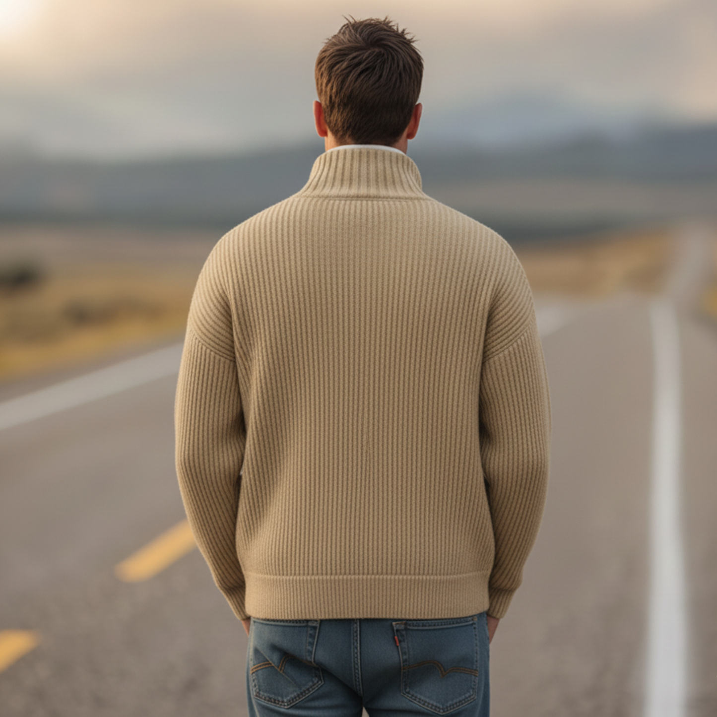 Men's Classic Retro Stand-up Collar Single-breasted Knit Cardigan MTA0714K1K