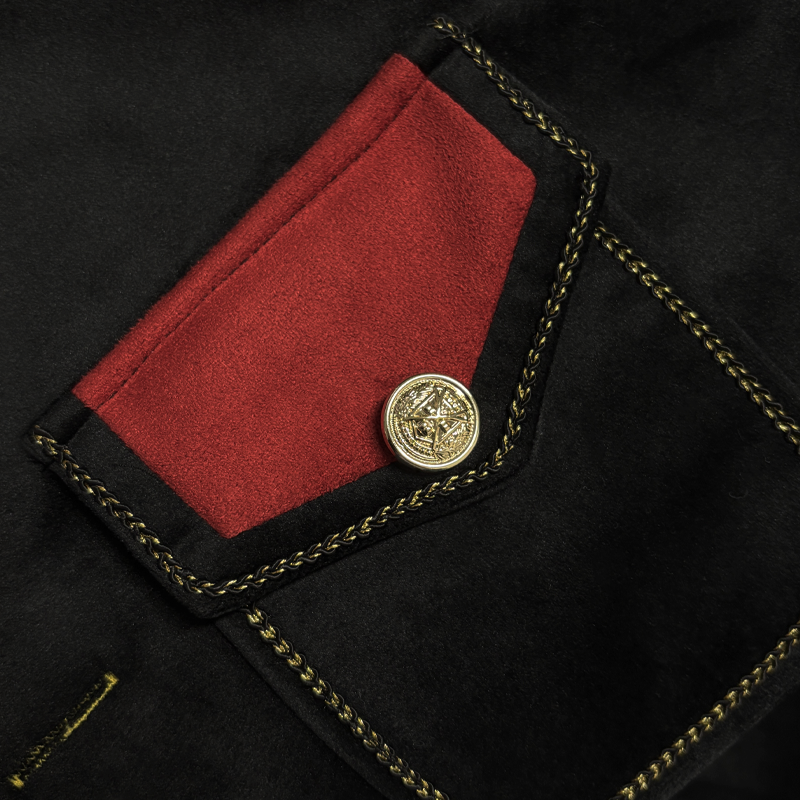 Men's Vintage Stand Collar Velvet Multi-Button Jacket MTA1901H1U