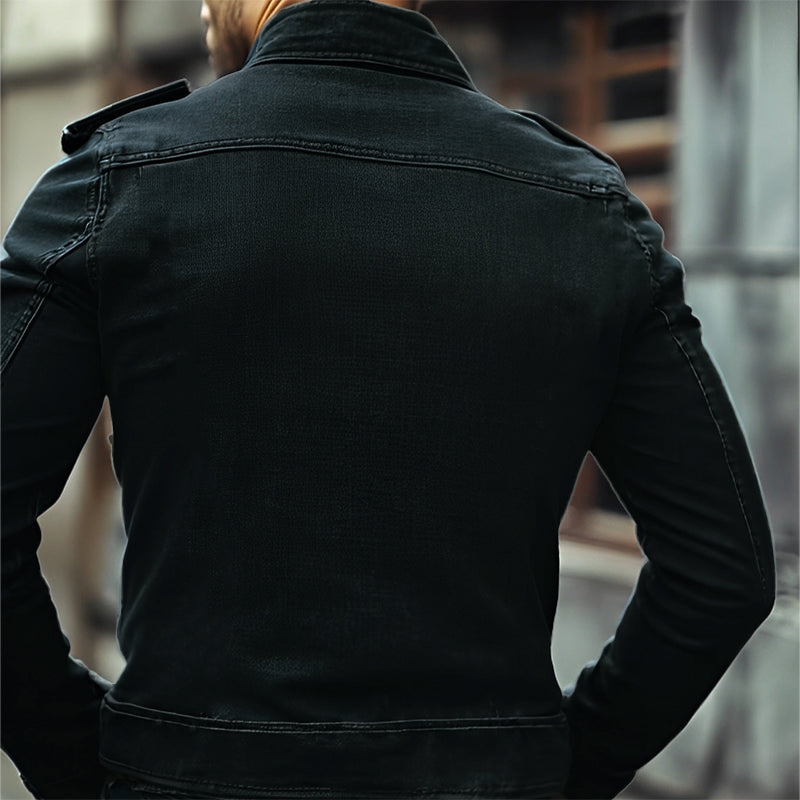 【24-hour shipping out】Men's Vintage Stand Collar Denim Jacket 75697045X