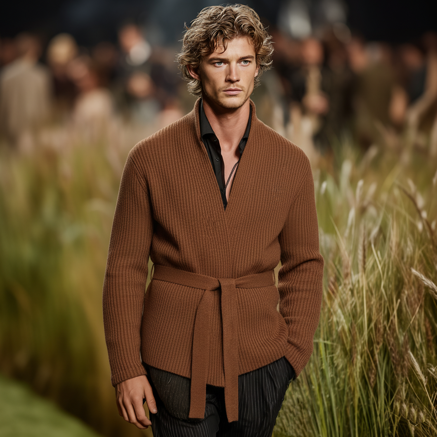 Men's Classic Retro Belted Knit Cardigan MTA0701K2K