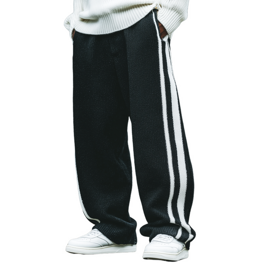Men's Classic Color-blocked Striped Loose-fitting Knit Trousers MTA0857K7U