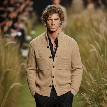 Men's Classic Casual Stand Collar Button-Up Cardigan MTA0824K1K