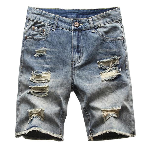 Men's Thin Ripped Straight Pants Loose Shorts 67519672M