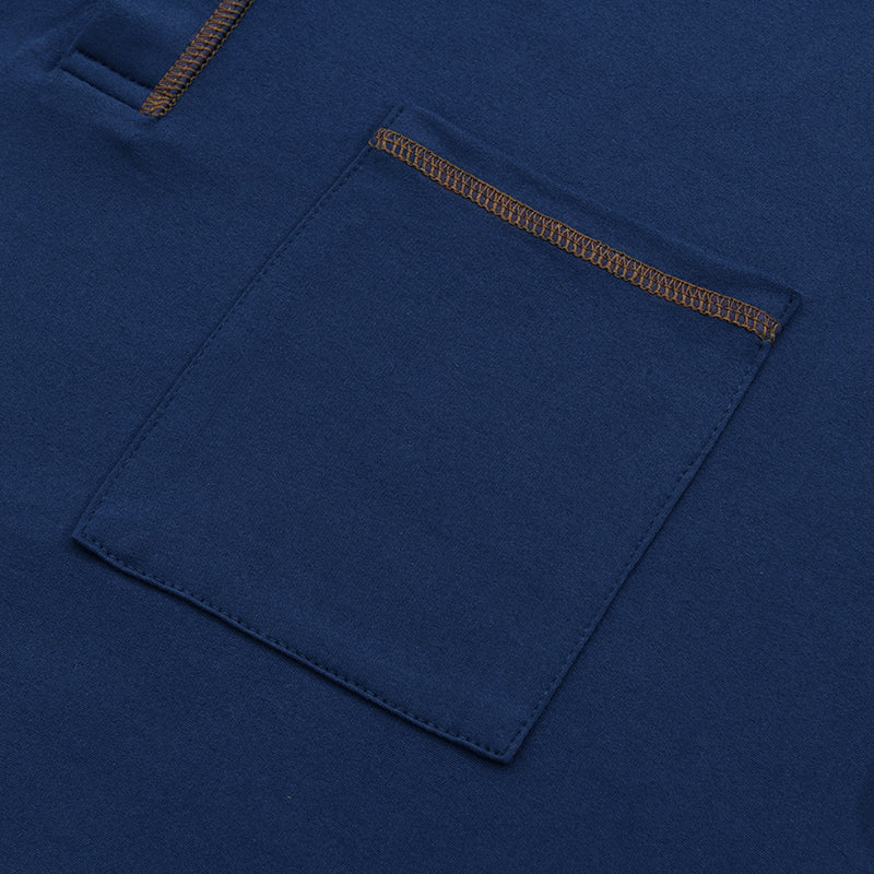 【24-hour shipping out】Men's Casual Colorblock Henley Collar Cotton Short Sleeve T-Shirt 53275107Y