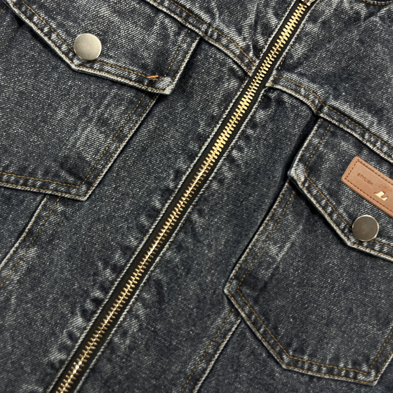 Men's Vintage Washed Baseball Collar Slim Fit Denim Jacket MTA1993H5X