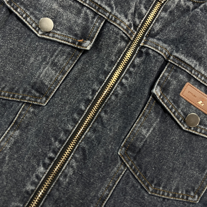 Men's Vintage Washed Baseball Collar Slim Fit Denim Jacket MTA1993H5X