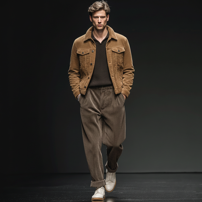 Men's Classic Coffee Corduroy Casual Pants MTA2456J4U