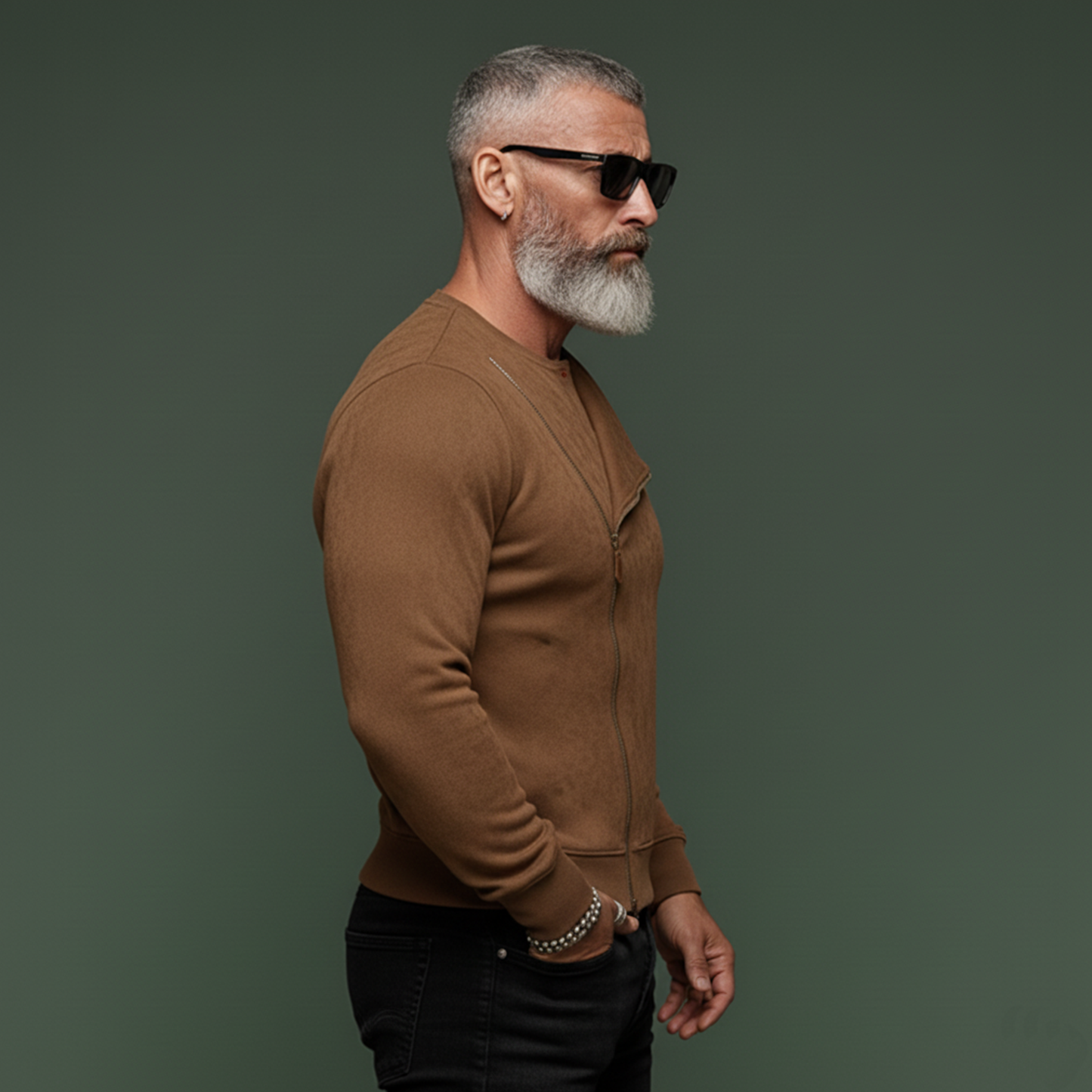 Men's Classic Casual Rugged Style Faux Suede Slim Fit Zip-up Sweatshirt MTA0874K0K