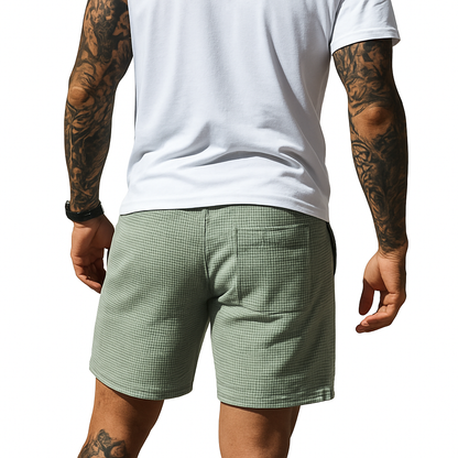 Men's Solid Waffle Elastic Casual Shorts MTA2608E7X