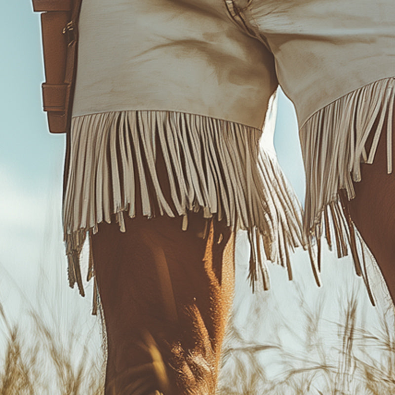 Men's Summer Western Denim Style Fringe Shorts MTA2250D8U