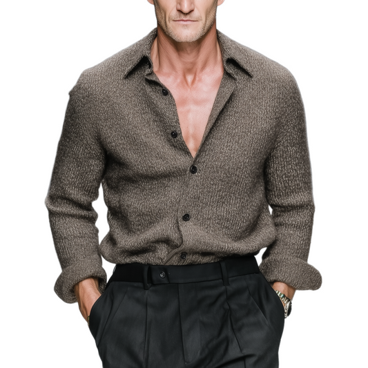 Men's Classic Casual And Business Knitted Long-sleeved Shirt MTA0754K4K