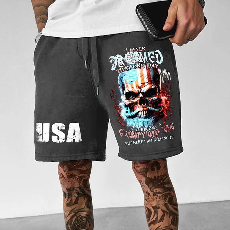 Men's Tooling Printed Sports Loose Wear-resistant Five-point Casual Pants 43208745X