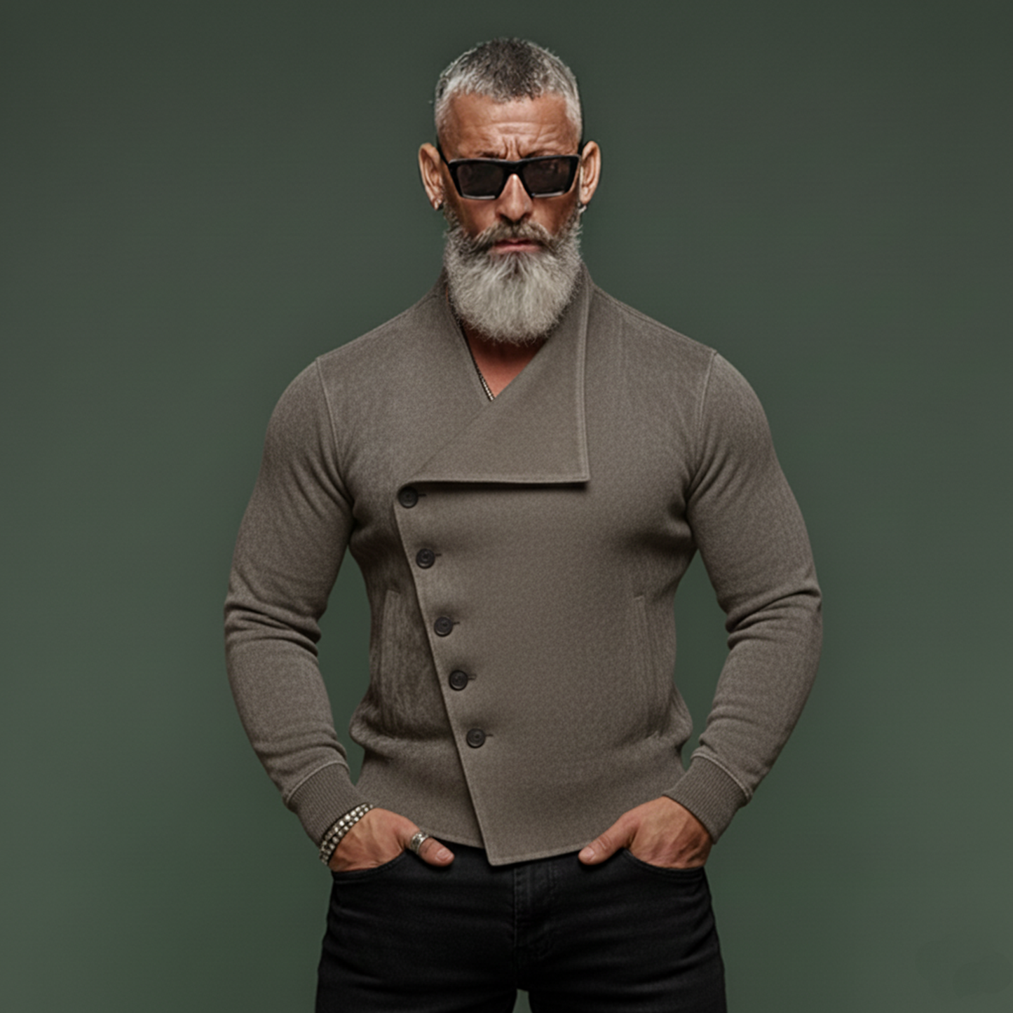 Men's Stylish Slanted Placket Faux Suede Slim-fit Lightweight Inner Jacket MTA0891K8K