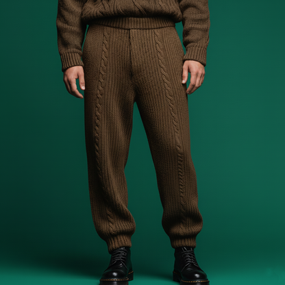 Men's Classic Casual Knitted Jacquard Elastic Waist Pants MTA0800K2K