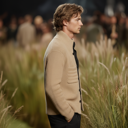 Men's Classic Casual Stand Collar Button-Up Cardigan MTA0824K1K