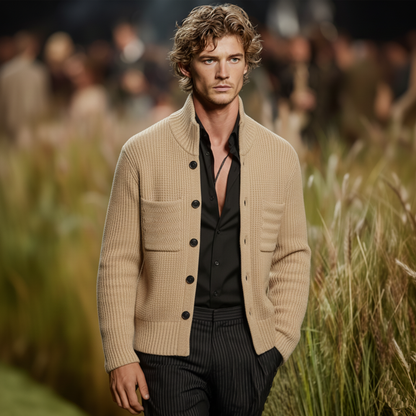 Men's Classic Casual Stand Collar Button-Up Cardigan MTA0824K1K