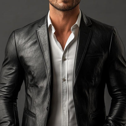 Men's Classic Vintage Slim Fit Leather Blazer 31535680K