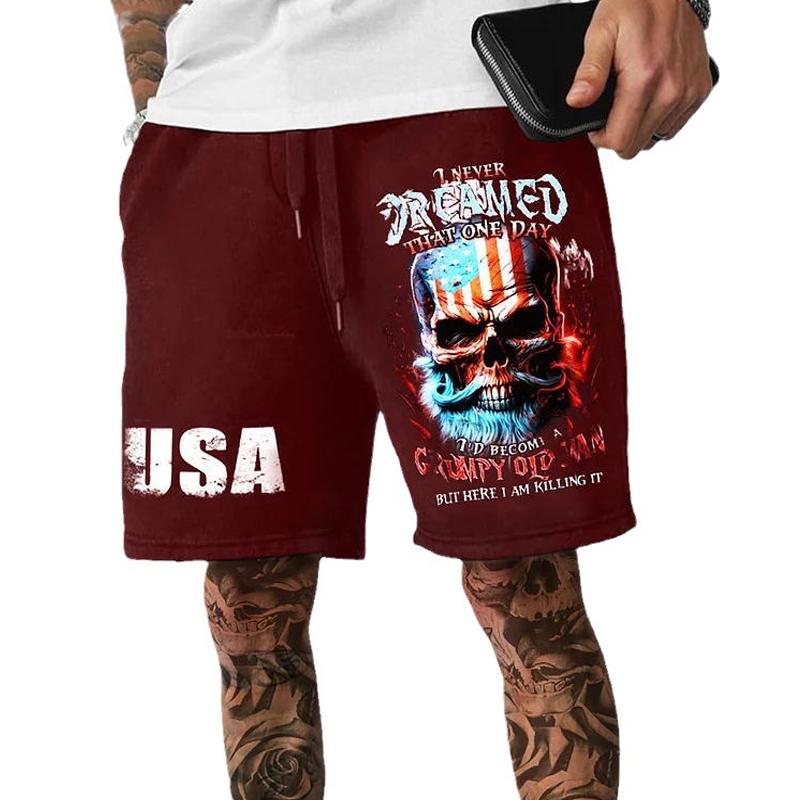 Men's Tooling Printed Sports Loose Wear-resistant Five-point Casual Pants 43208745X