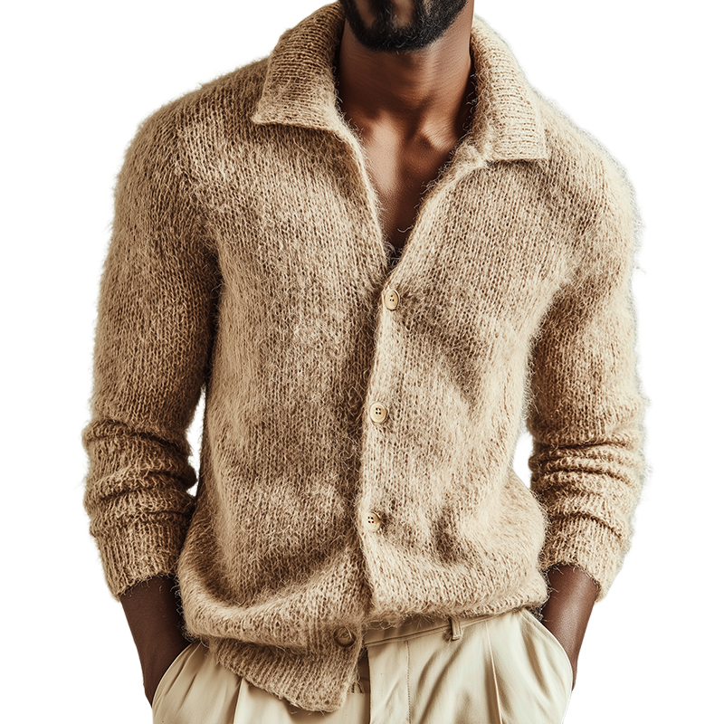 Men's Retro Casual Knitted Lapel Sweater Cardigan MTA2284I2TO