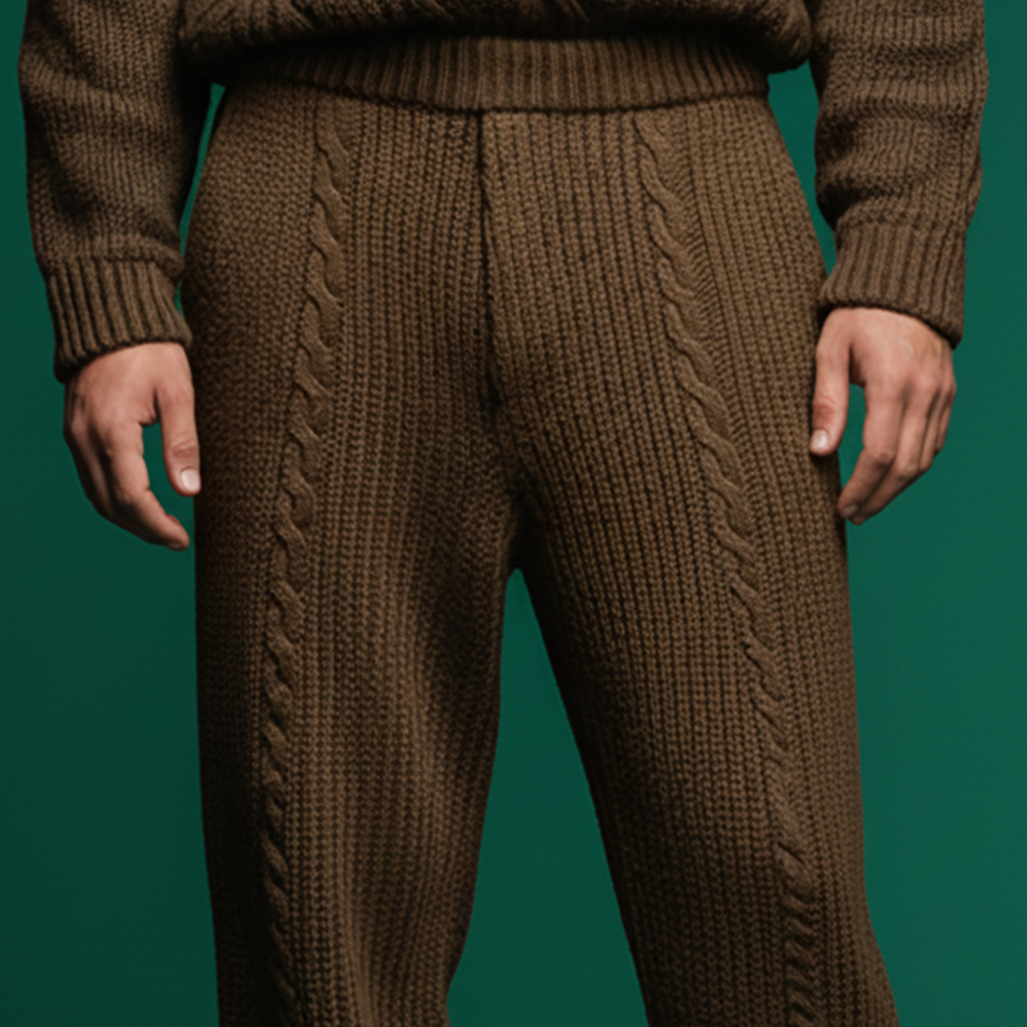 Men's Classic Casual Knitted Jacquard Elastic Waist Pants MTA0800K2K