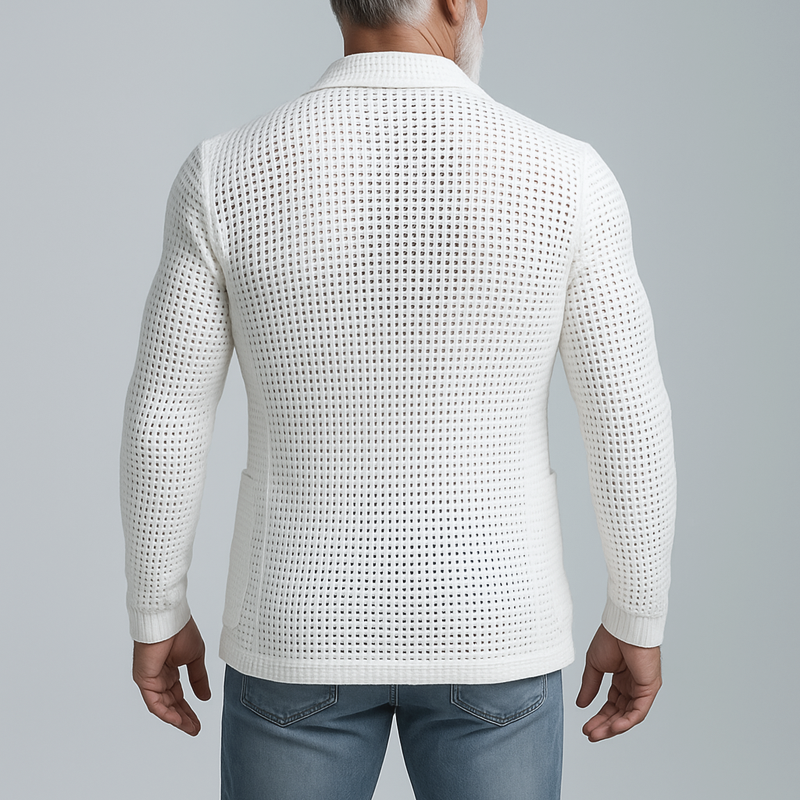 Men's Solid Knit Notch Lapel Two Buttons Casual Blazer MTA2451G5Z