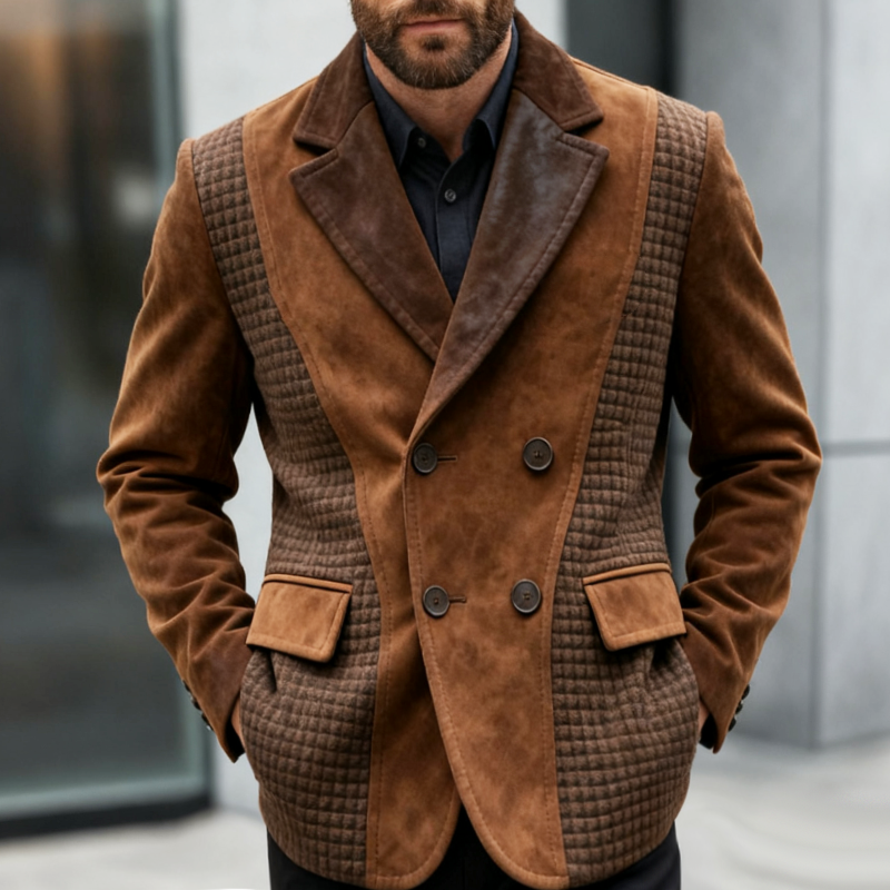 Men's Retro Casual Faux Suede Blazer MTA0521K3TO