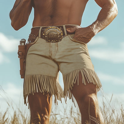 Men's Summer Western Denim Style Fringe Shorts MTA2250D8U