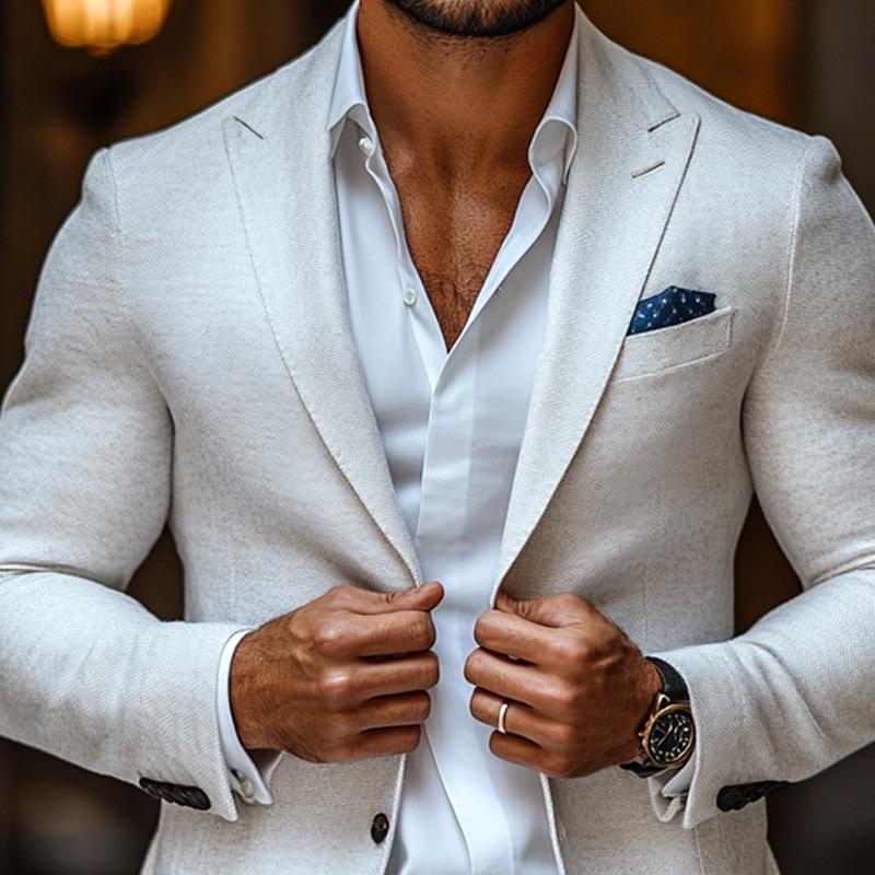 【24-hour shipping out】Men's Fashion Solid Color Peak Lapel Two Buttons Casual Blazer 78750746Z