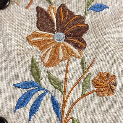 【24-hour shipping out】Men's Casual Linen Embroidered Stand Collar Single Breasted Slim Fit Jacket 48687422M