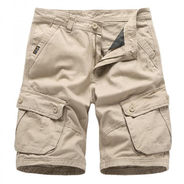 Men's Summer Solid Color Multi-pocket Cotton Cargo Shorts 51006066M