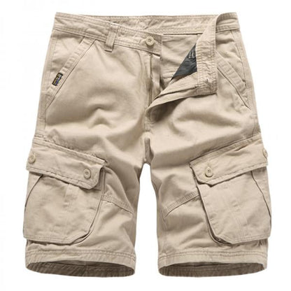 Men's Summer Solid Color Multi-pocket Cotton Cargo Shorts 51006066M