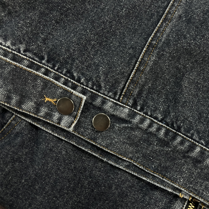 Men's Vintage Washed Baseball Collar Slim Fit Denim Jacket MTA1993H5X