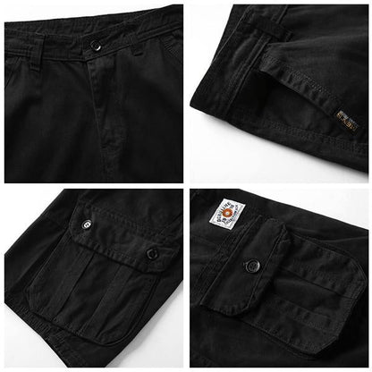Men's Summer Solid Color Multi-pocket Cotton Cargo Shorts 51006066M
