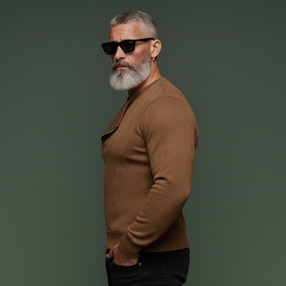 Men's Classic Casual Rugged Style Faux Suede Slim Fit Zip-up Sweatshirt MTA0874K0K